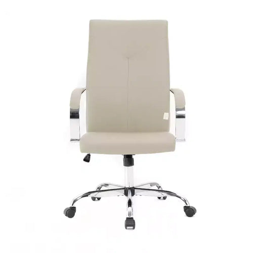 Sedia da ufficio regolabile in altezza 84 cm con sedile imbottito beige e rotelle