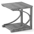 Tavolino Laterale/Finale da 24" con Ripiano Portaoggetti e Struttura in Legno di Caucciù per Piccoli Spazi