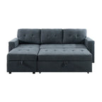 Divano componibile convertibile reversibile con letto estraibile, chaise longue con contenitore nascosto e gambe durevoli