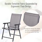 Set di 4 sedie pieghevoli Outsunny per patio, dal design semplice ed elegante, comode per terrazza, giardino, cortile e viaggio