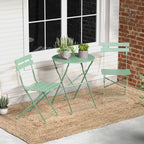 Set bistro pieghevole in metallo da 3 pezzi, set conversazione resistente alle intemperie per esterni/interni, per patio, cortile, giardino