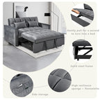 Divanetto Futon Moderno in Velluto con Schienale Reclinabile e Tasche, 2 Posti - Grigio Scuro / Grigio Chiaro / Blu / Nero