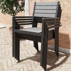 Set da Pranzo da Esterno a 5/7 Pezzi per Patio con Sedie Impilabili in Alluminio e Tavolo Allungabile