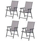 Set di 4 sedie pieghevoli Outsunny per patio, dal design semplice ed elegante, comode per terrazza, giardino, cortile e viaggio