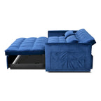 Divanetto Futon Moderno in Velluto con Schienale Reclinabile e Tasche, 2 Posti - Grigio Scuro / Grigio Chiaro / Blu / Nero