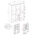 Palace Imports Armadio a 3 ante Cosmo 100% legno massello con ante in legno massello o a specchio