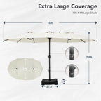 MAISON ARTS Ombrellone Doppio da 4,5 m, Extra Large, per Patio, con Base Inclusa