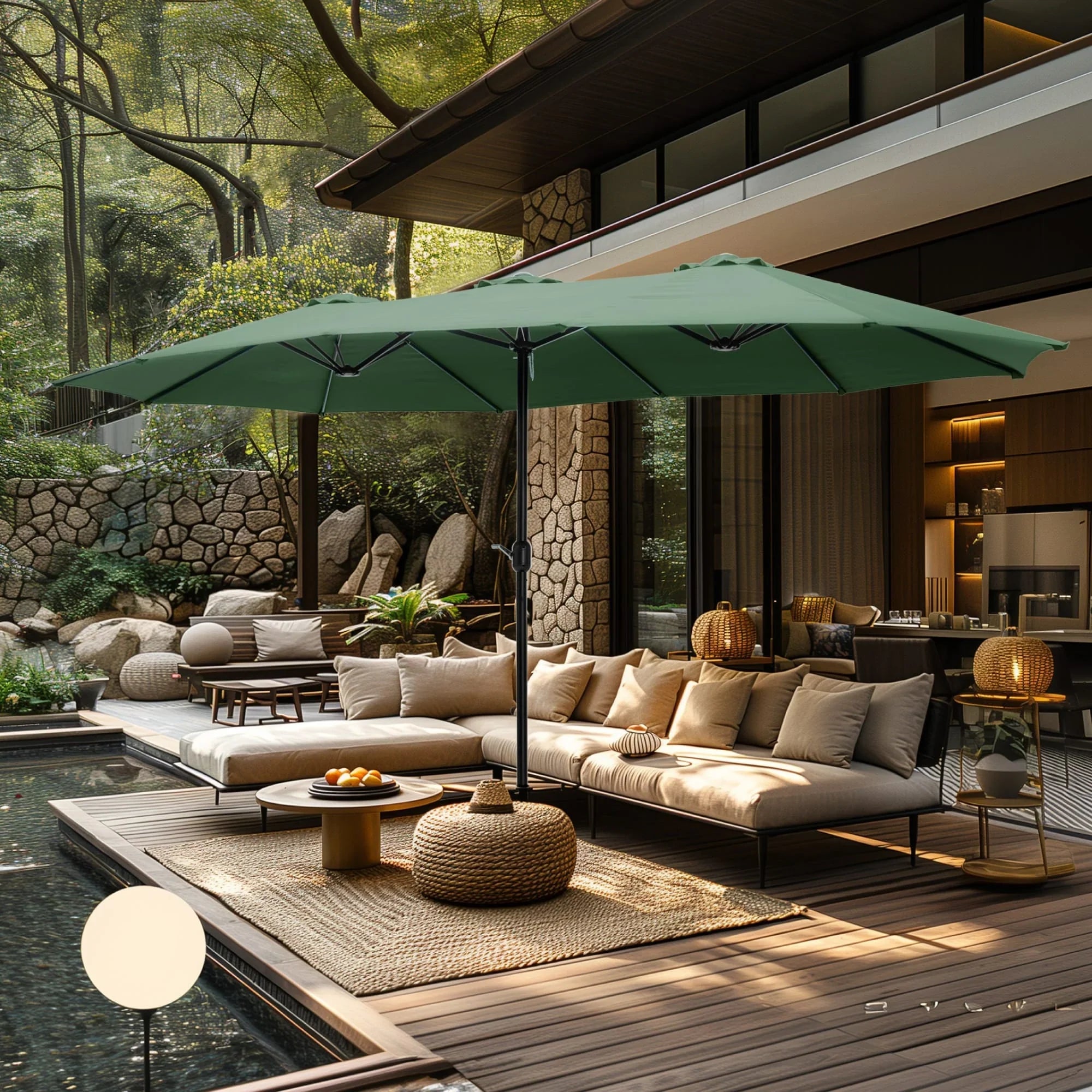 MAISON ARTS Ombrellone Doppio da 4,5 m, Extra Large, per Patio, con Base Inclusa