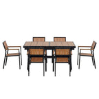 Set da pranzo da esterno allungabile a 7 pezzi con tavolo allungabile e 6 sedie con braccioli