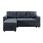 Divano componibile convertibile reversibile con letto estraibile, chaise longue con contenitore nascosto e gambe durevoli