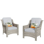 HOOOWOOO, Set di 2 Sedie da Esterno in Rattan Intrecciato con Schienale Alto