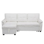 Divano componibile convertibile reversibile con letto estraibile, chaise longue con contenitore nascosto e gambe durevoli