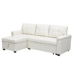 Divano componibile convertibile reversibile con letto estraibile, chaise longue con contenitore nascosto e gambe durevoli